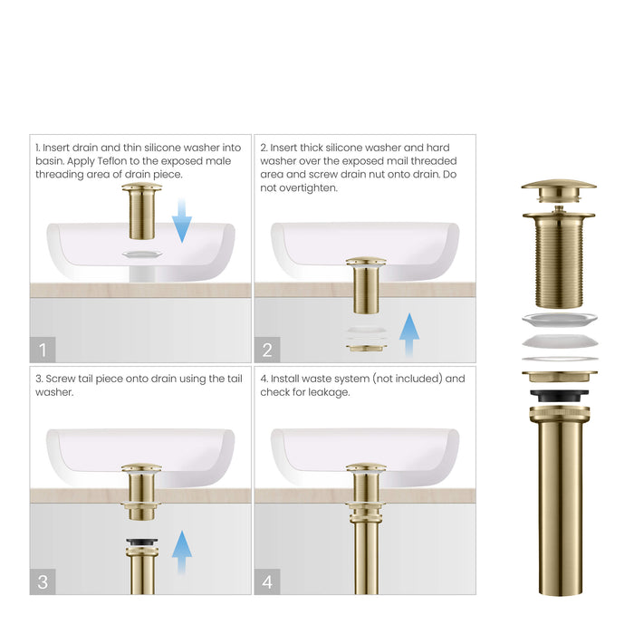 Bathroom Sink Pop Up Drain Stopper Full Cover without Overflow - PW-103