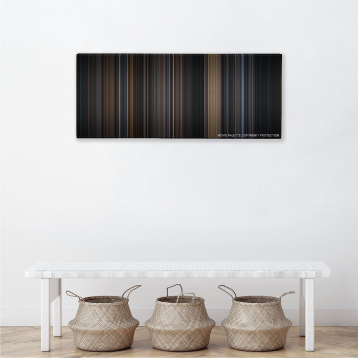 Batman color palette canvas above a white bench with three woven baskets