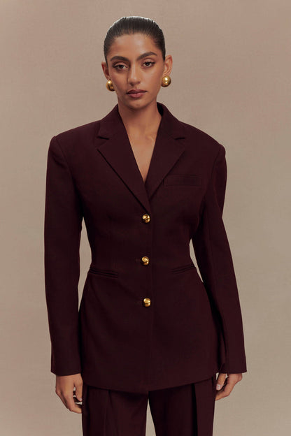 Bellamy Cinched Blazer - Mahogany