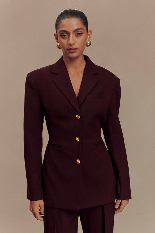 Bellamy Cinched Blazer - Mahogany
