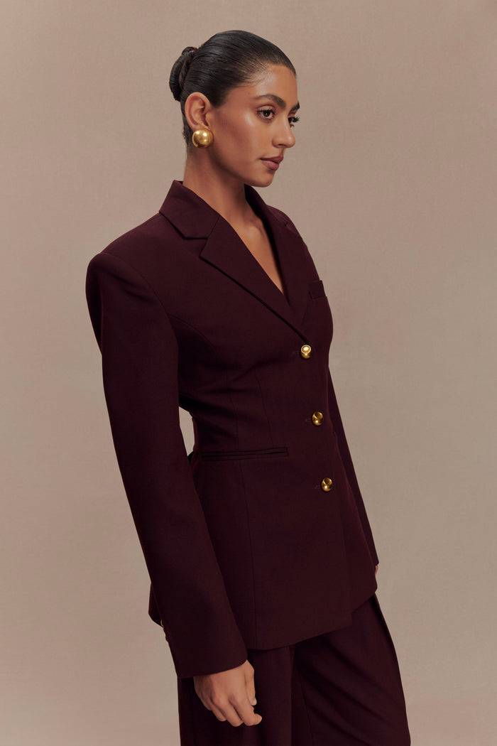 Bellamy Cinched Blazer - Mahogany