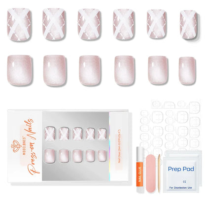 Blush Argyle press on nails MODELONES #