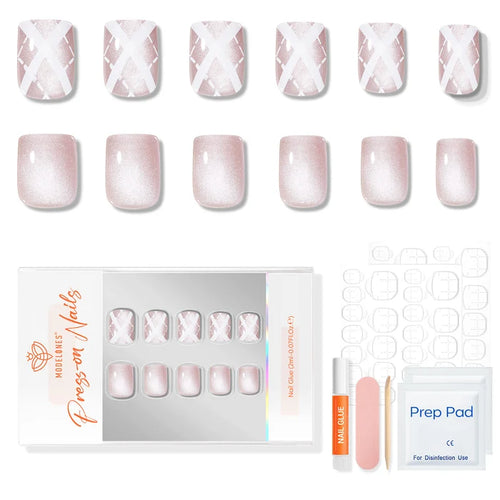 Blush Argyle press on nails MODELONES #