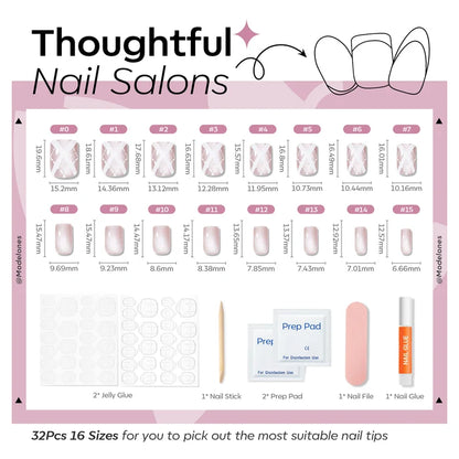 Blush Argyle press on nails MODELONES #