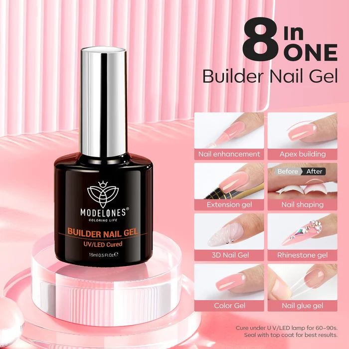 8-In-1 Blush Nude Builder Nail Gel 15ml Builder Gel MODELONES #blush nude