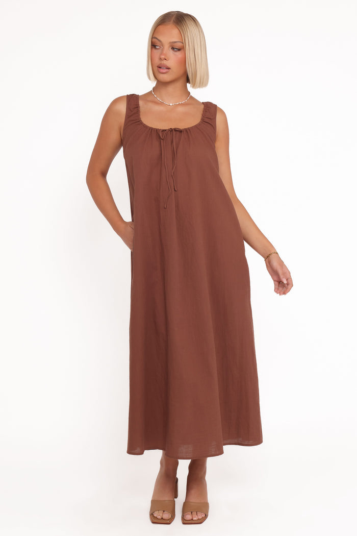 Petal and Pup USA DRESSES Bowman Maxi Dress - Chocolate Brown