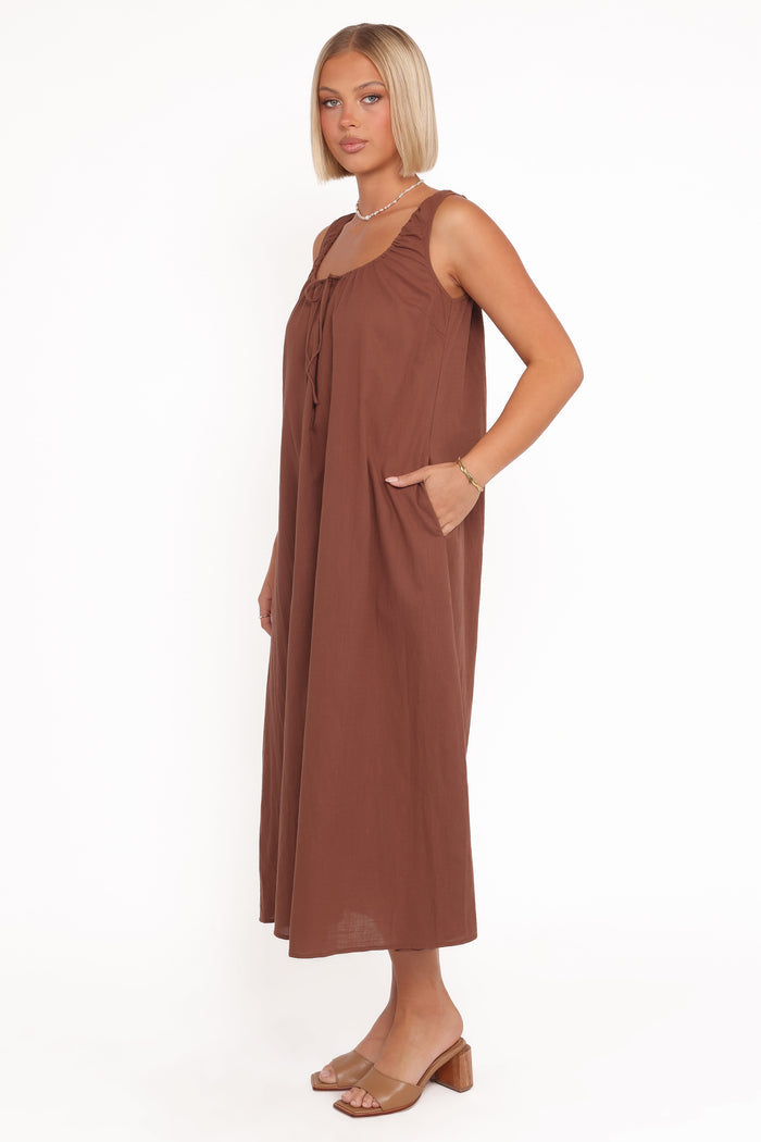 Petal and Pup USA DRESSES Bowman Maxi Dress - Chocolate Brown