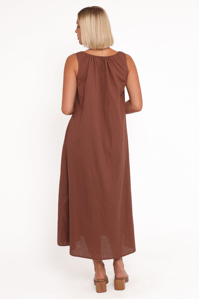 Petal and Pup USA DRESSES Bowman Maxi Dress - Chocolate Brown