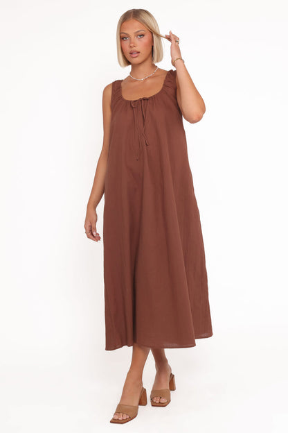Petal and Pup USA DRESSES Bowman Maxi Dress - Chocolate Brown