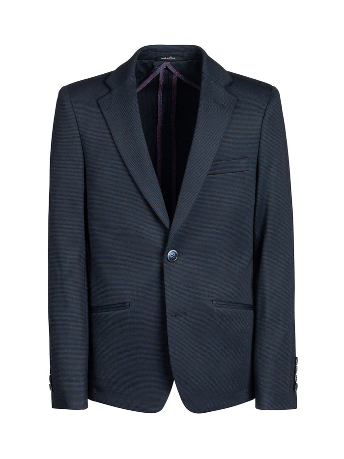 Boy's Basic Stretch Suit Jacket - Pin Dot Navy