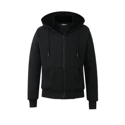 Boy's Black Hoodie with Removable Fur - Black