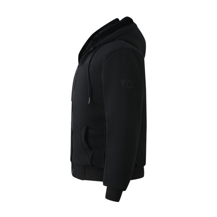 Boy's Black Hoodie with Removable Fur - Black