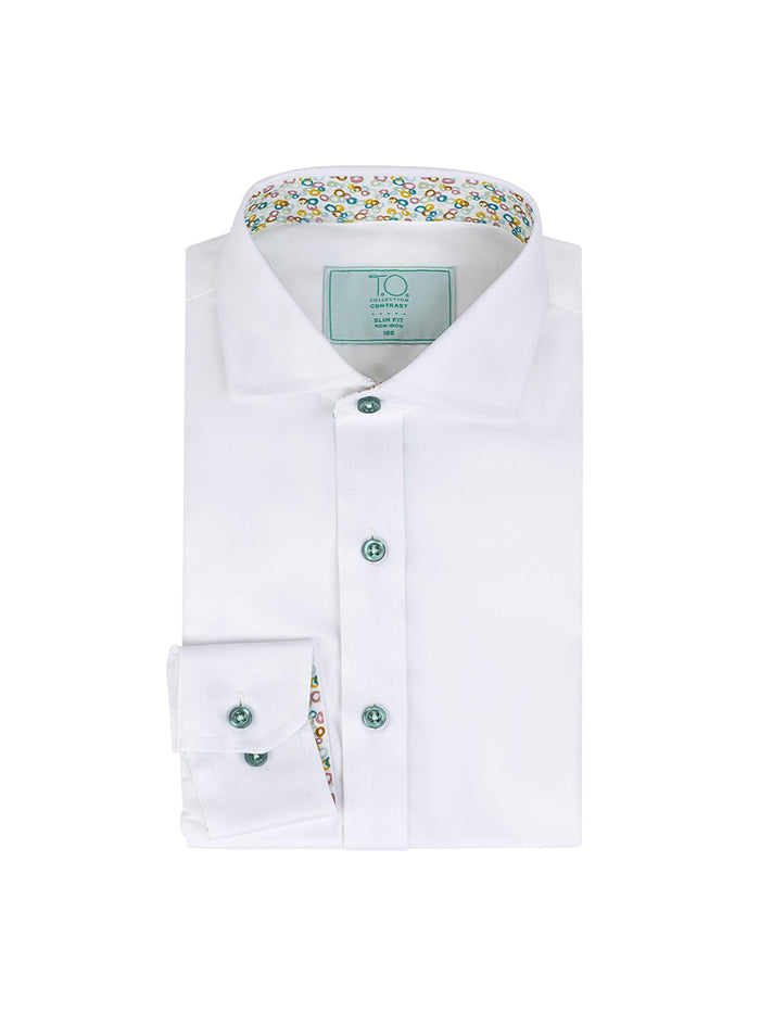 Boy's Bubble Non-Iron Contrast Shirt Teal
