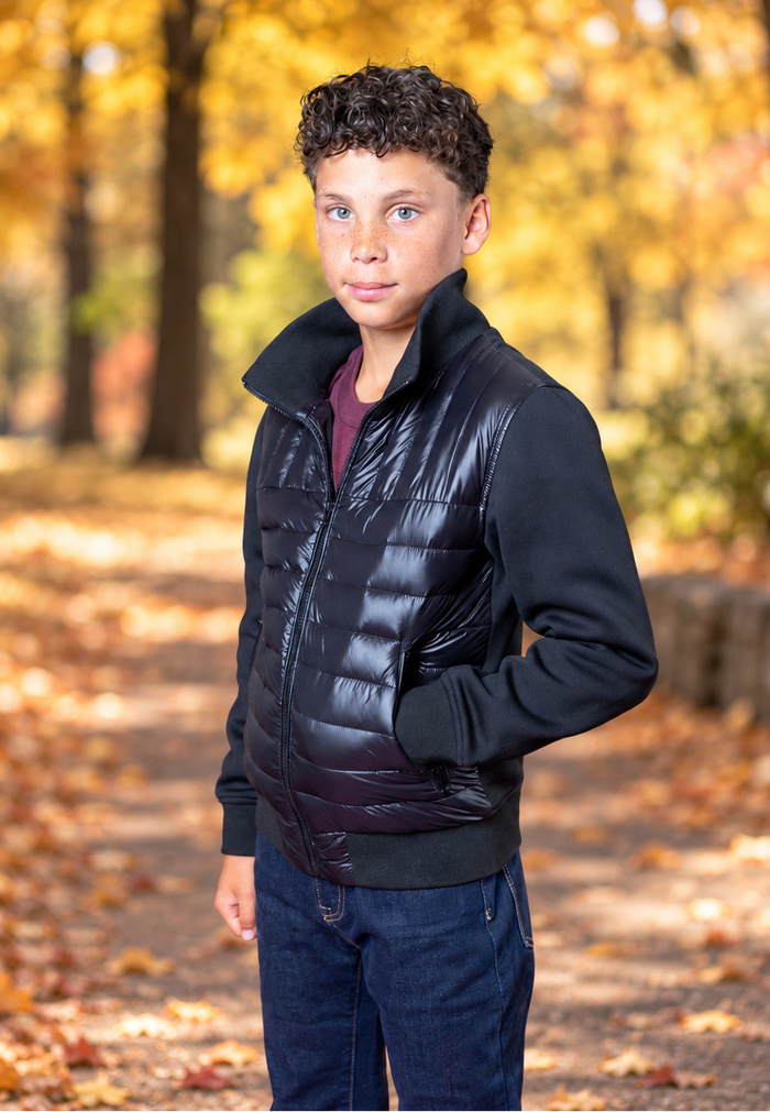 Boy's Jackie Light Bomber Puffer Jacket - Black