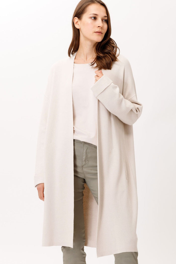 Brax Amanda 39-4004 59 Beige Open Front Knitted Coat Cardigan - Dotique Chesterfield