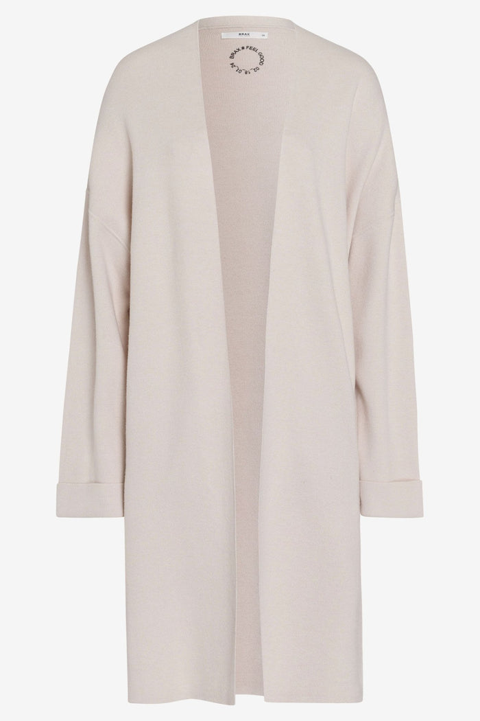 Brax Amanda 39-4004 59 Beige Open Front Knitted Coat Cardigan - Dotique Chesterfield