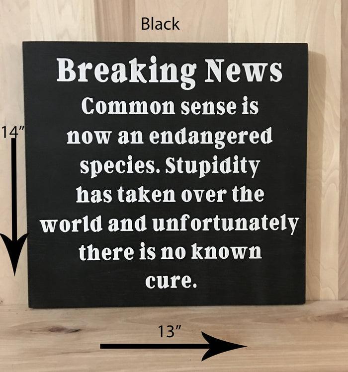 14x13 black funny wood sign with white lettering