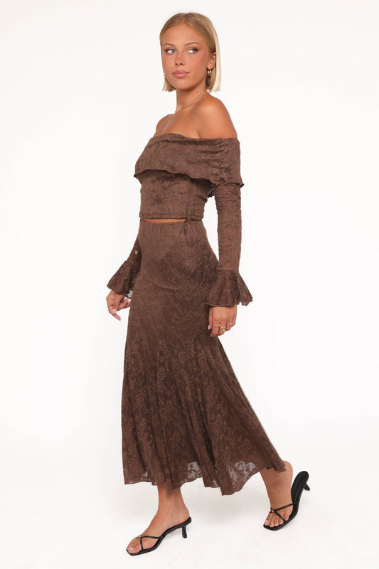 Petal and Pup USA SETS Bromley Lace Skirt Set - Brown