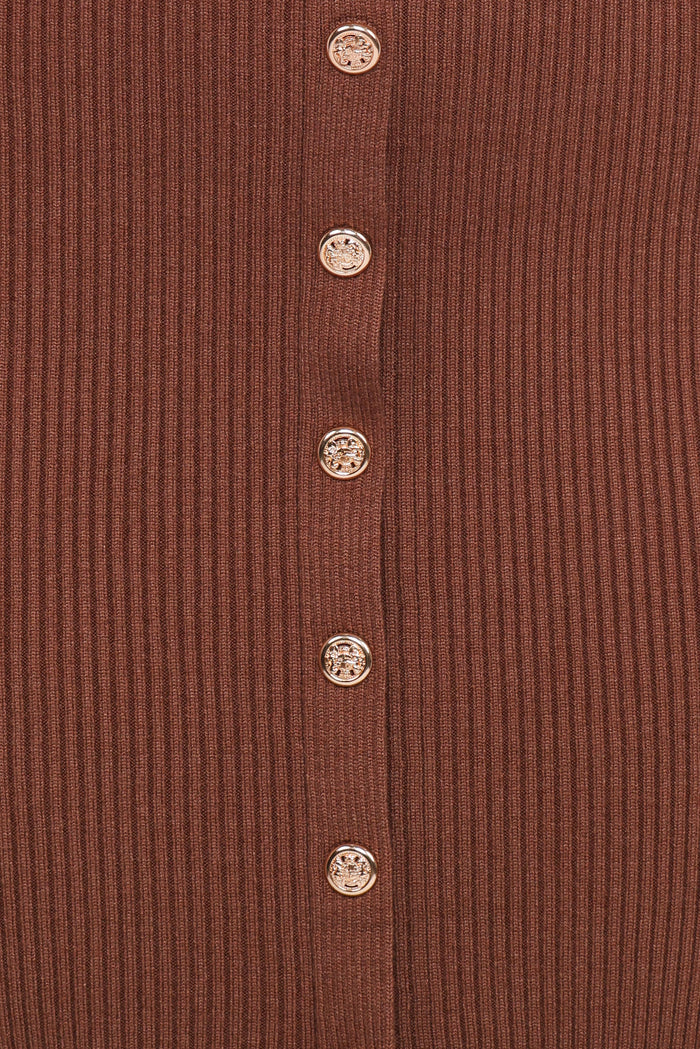 Petal and Pup USA DRESSES Brydie Long Sleeve Midi Dress - Chocolate Brown