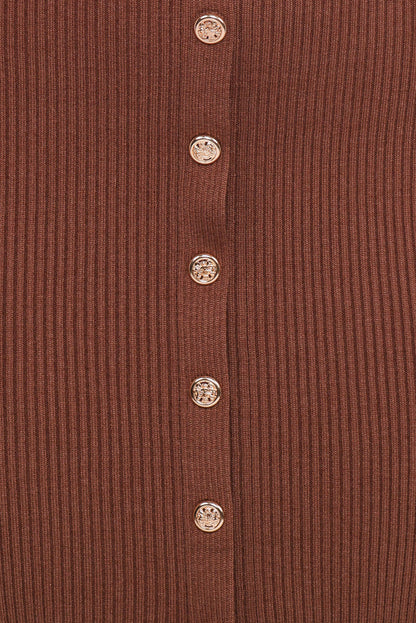 Petal and Pup USA DRESSES Brydie Long Sleeve Midi Dress - Chocolate Brown