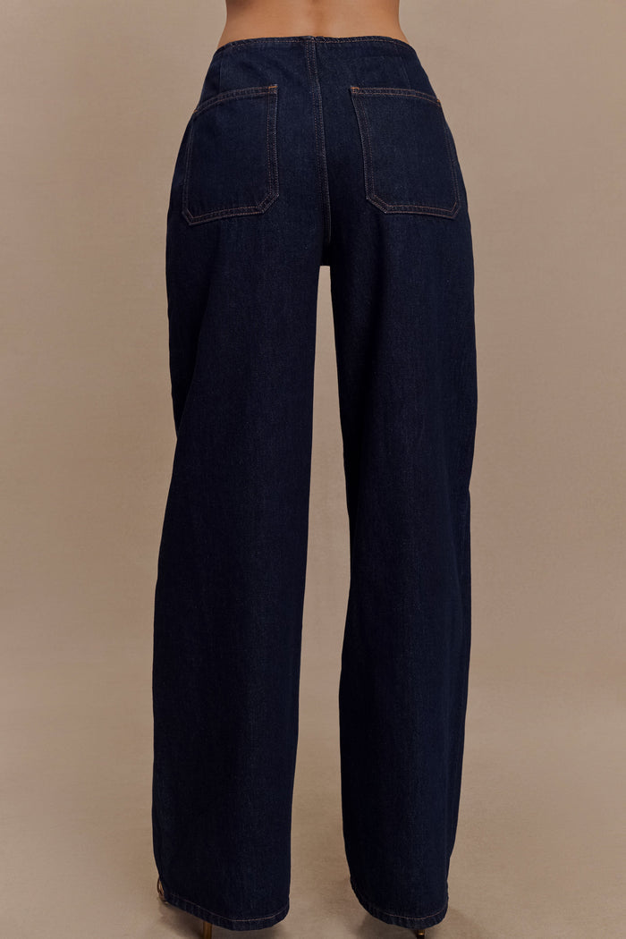 Caitlin Mid Rise Denim Jeans - Indigo Blue