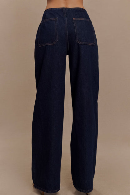 Caitlin Mid Rise Denim Jeans - Indigo Blue