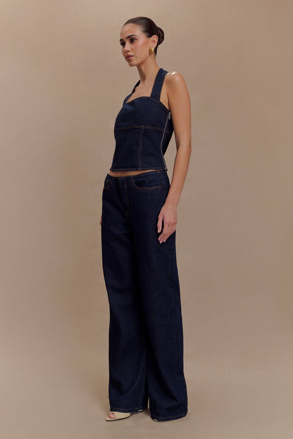 Caitlin Mid Rise Denim Jeans - Indigo Blue