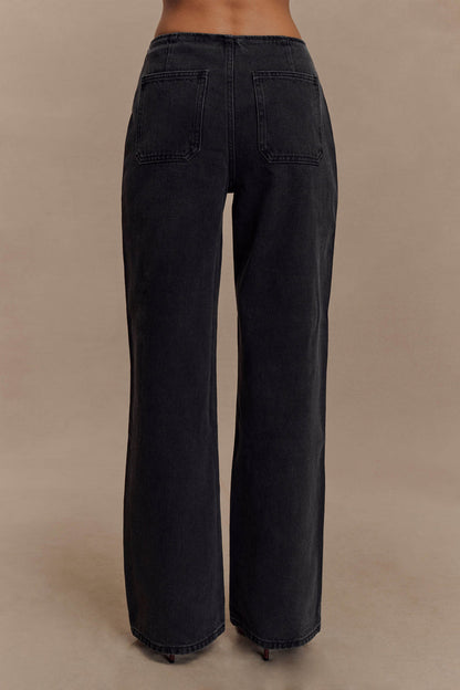 Caitlin Mid Rise Denim Jeans - Washed Black