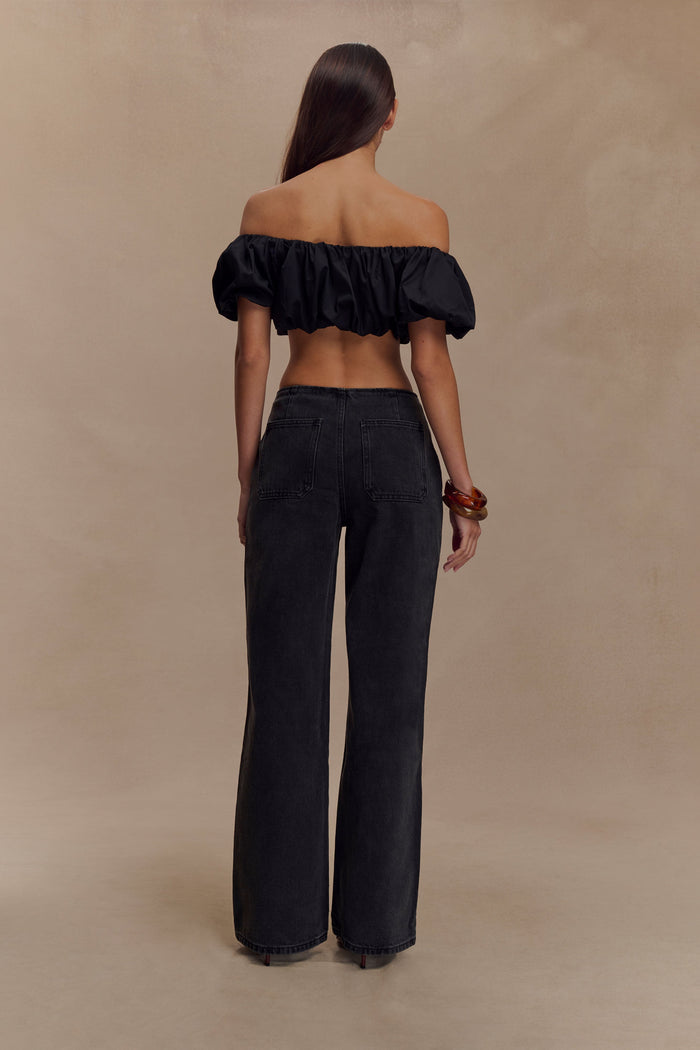 Caitlin Mid Rise Denim Jeans - Washed Black