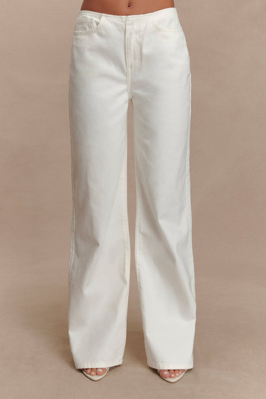 Caitlin Mid Rise Denim Jeans - White