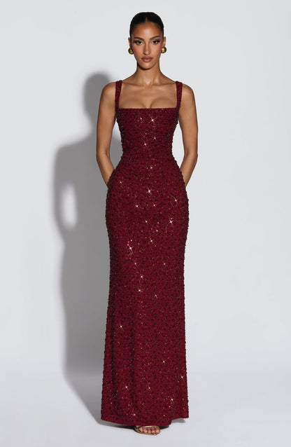 Calanthe Maxi Dress - Burgundy Sparkle