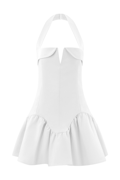 Calipso Halter Mini Dress - White