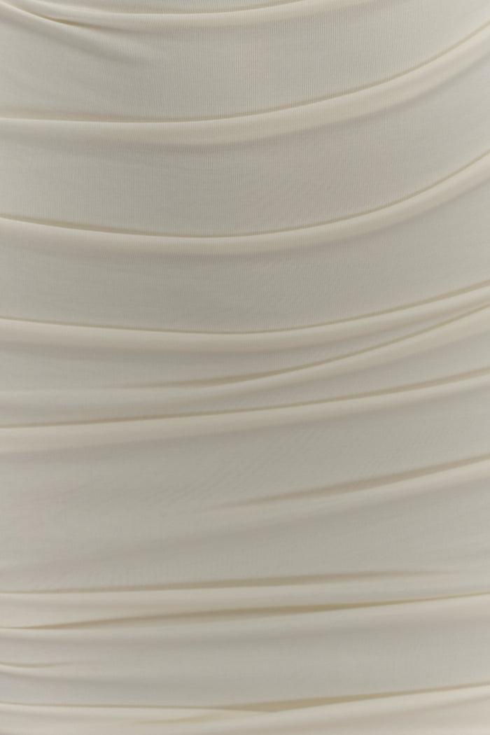 Camila Ruched Halter Midi Dress - Ivory