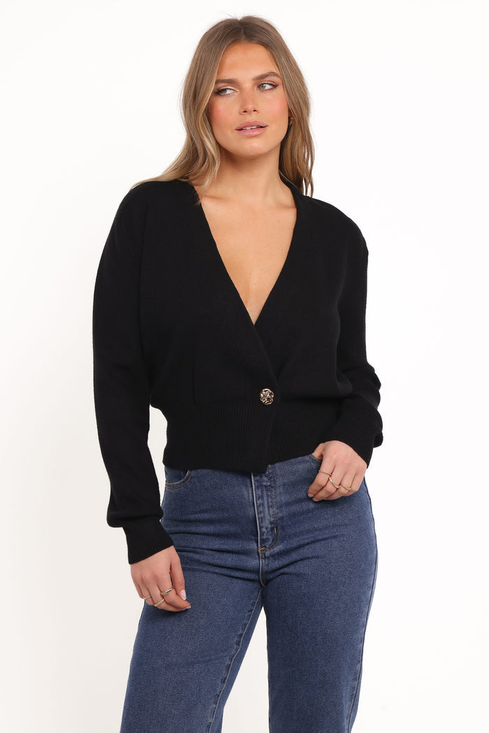 Petal and Pup USA KNITWEAR Caterina Button Cardigan - Black