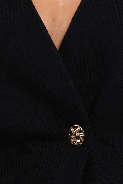 Petal and Pup USA KNITWEAR Caterina Button Cardigan - Black