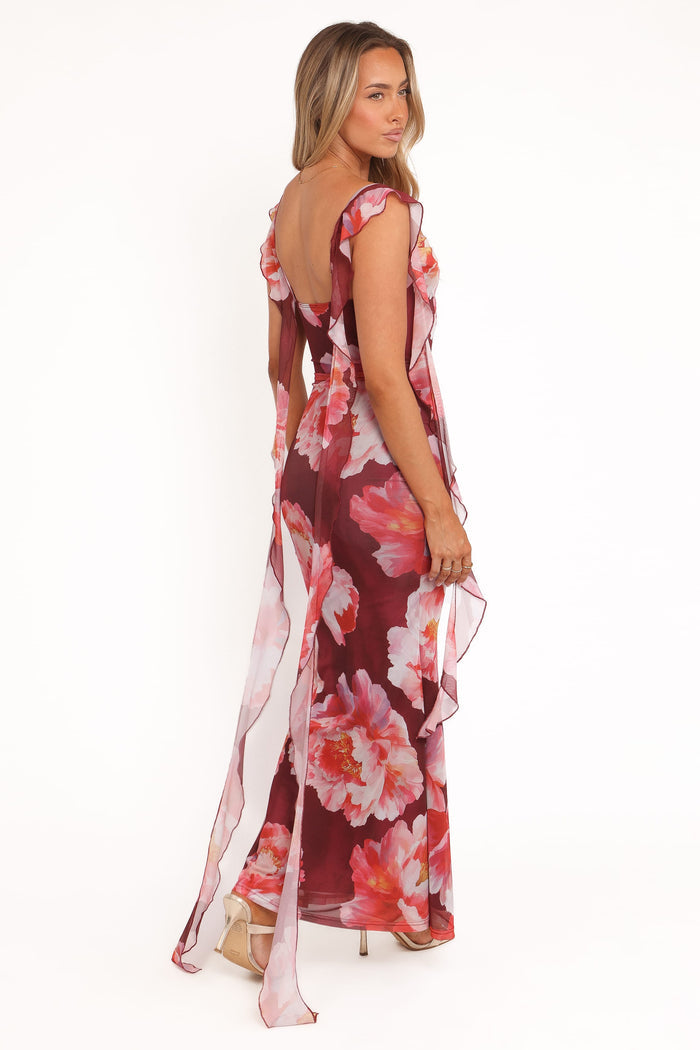 Petal and Pup USA DRESSES Chiara Maxi Dress - Burgundy Peony