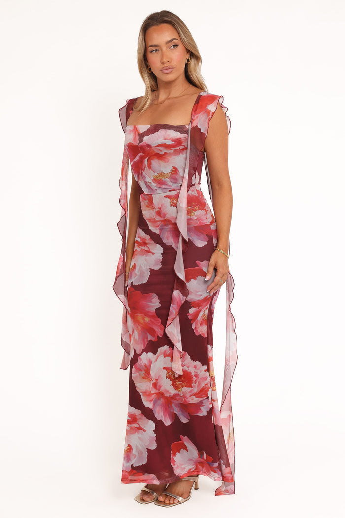 Petal and Pup USA DRESSES Chiara Maxi Dress - Burgundy Peony