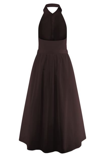 Cindy Collared Midi Dress - Chocolate
