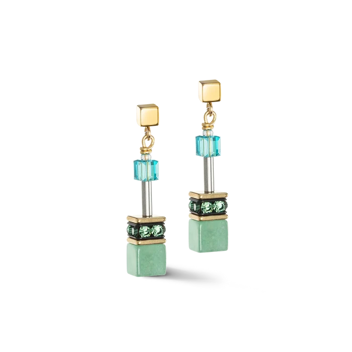 Coeur de Lion GeoCUBE® Iconic Precious Earrings Green-Turquoise