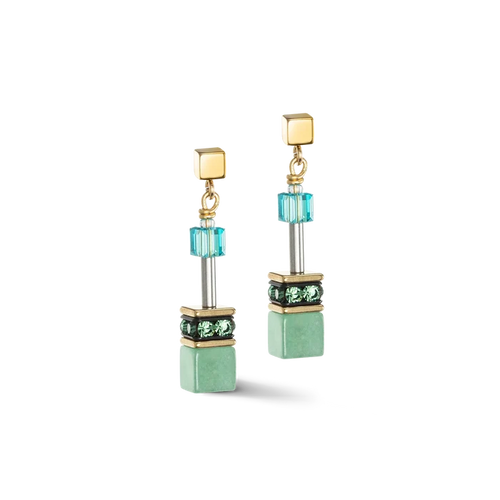 Coeur de Lion GeoCUBE® Iconic Precious Earrings Green-Turquoise