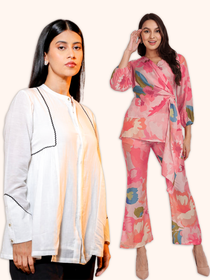 Combo -  Cotton Viscose Top + Muslin Co-Ord Set