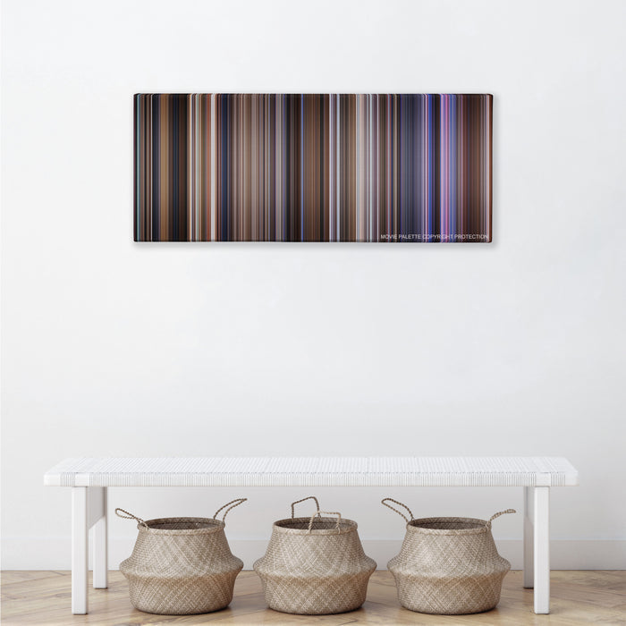 Contact color palette canvas above a white bench with three woven baskets