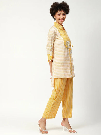 Cotton Printed Co-ord Set With Work Details