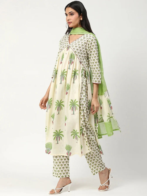 Cotton Printed Kurta Set With Dupatta