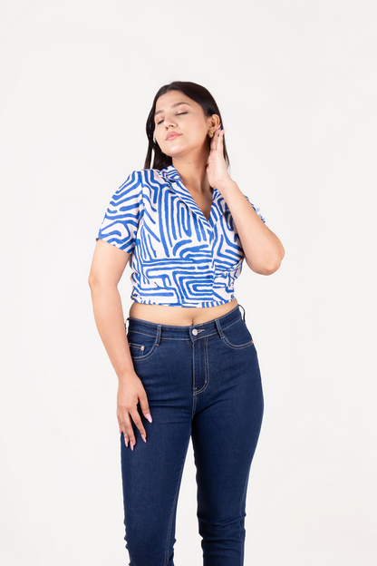 Cotton Printed Shirt with Bow