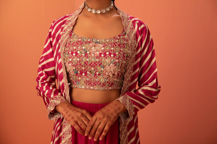 Cotton silk  Pink Cape and Palazzo set