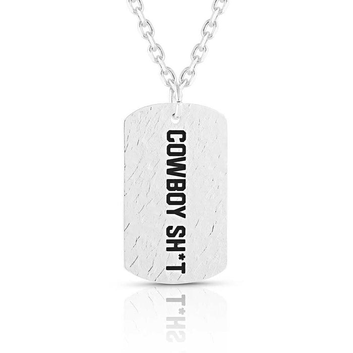 Cowboy Sh*t Silver Dog Tag Necklace