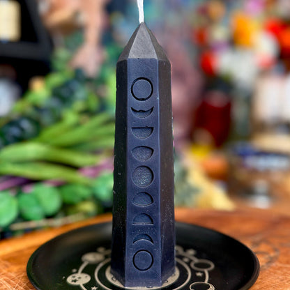 Crystal Moon Phase Shaped Pillar Candle