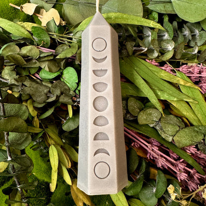 Crystal Moon Phase Shaped Pillar Candle