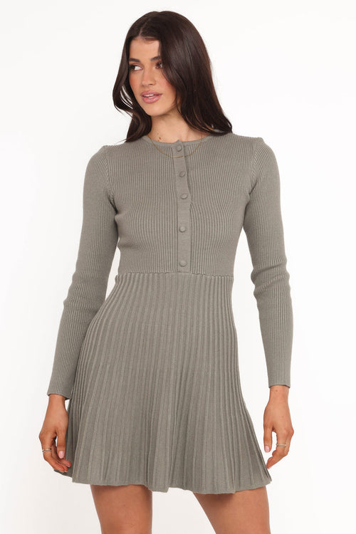 Petal and Pup USA DRESSES Darlina Long Sleeve Mini Dress - Olive